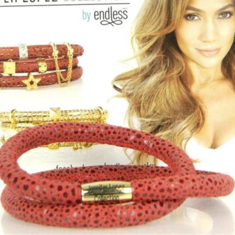 ENDLESS Red Reptile Double Charm Bracelet YG clasp
